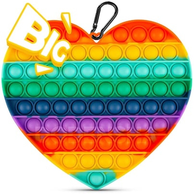 Σούπερ Γίγας Jumbo Fidget Pop It Αγχολυτικό Παιχνίδι Rainbow Heart 30cm