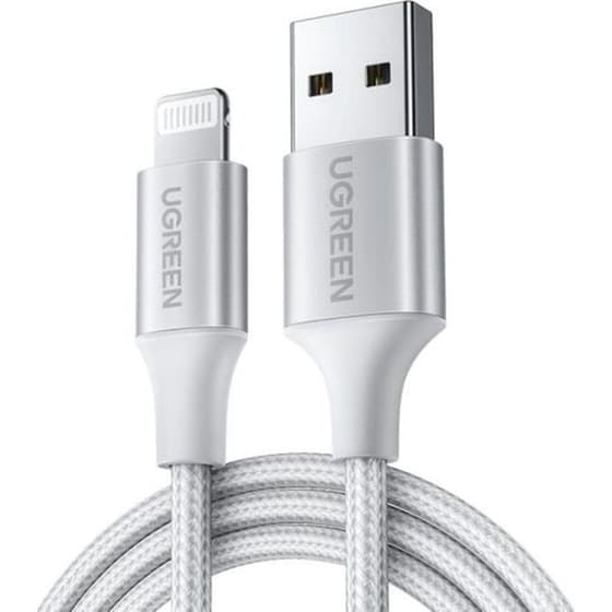 Καλώδιο Φόρτισης Ugreen Us199 MFi Certified I6 USB σε Lightning 1m - Ασημί image 0