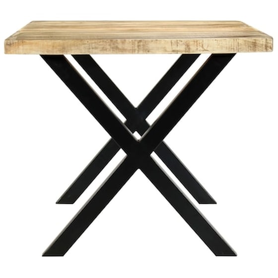 Τραπεζαρία Vidaxl από Μασίφ Ξύλο Μάνγκο 180x90x76 cm - Μαύρο/Καφέ image 4