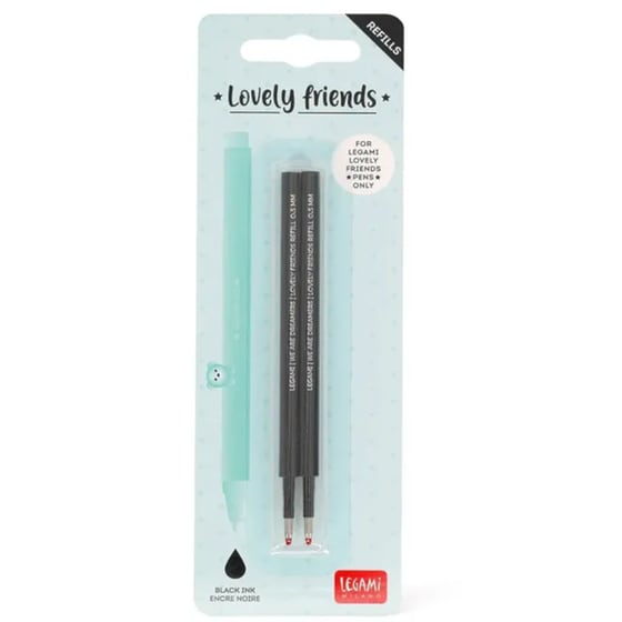 Ανταλλακτικά για Gel Στυλό Legami Lovely Friends Μαύρο 0.5mm (2 Τεμάχια) image 0