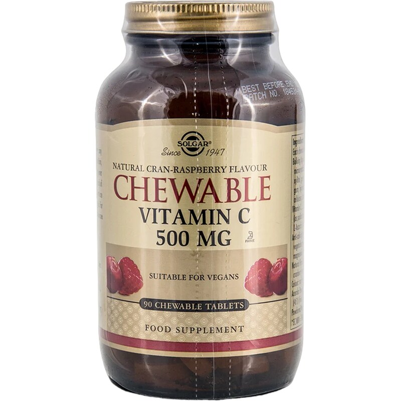 Solgar Vitamin C Chewable 500mg Βατόμουρο - 90 ταμπλέτες