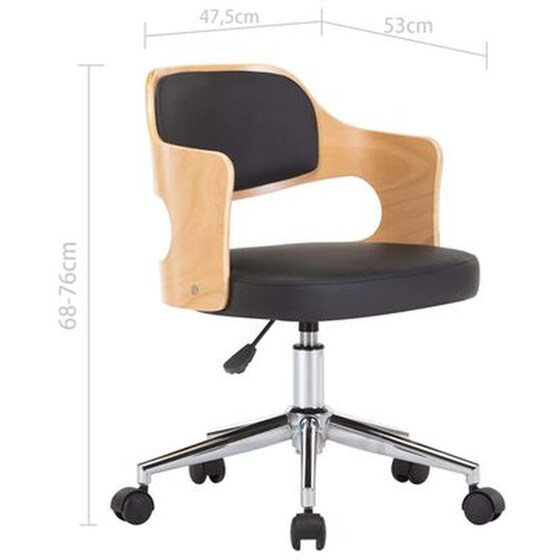 Καρέκλες Τραπεζαρίας Vidaxl Περιστρεφόμενες από Ξύλο/Συνθετικό Δέρμα 2 Τμχ - Μαύρες image 6