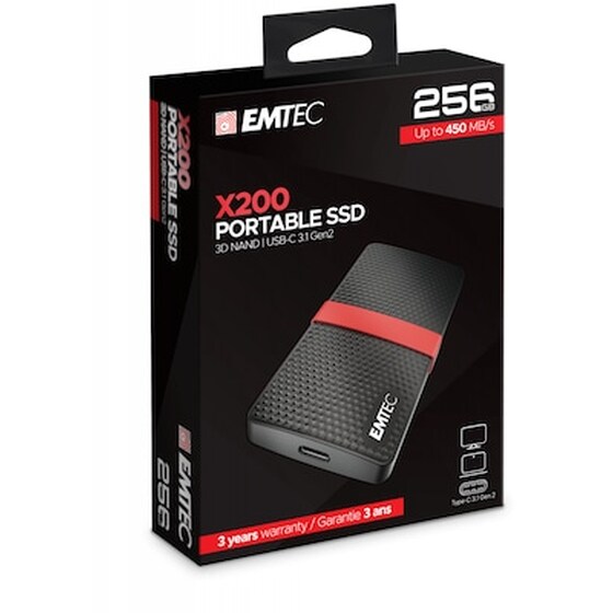 Emtec X200 USB Type-C SSD 256 Gb 2.5" - Μαύρο image 1
