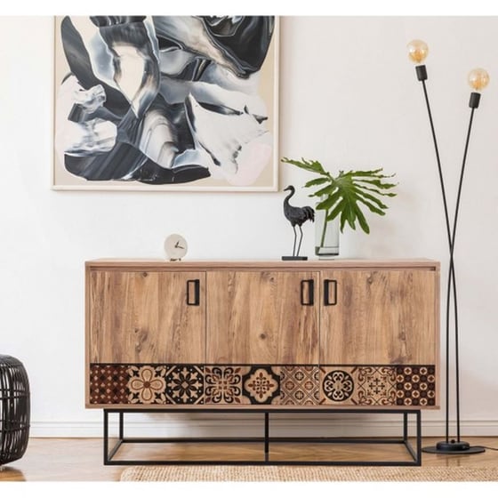 Μπουφές 24Mall Quattro Atlantic Pine από Μοριοσανίδα/Μέταλλο 140x40x80 cm - Καφέ/Μαύρος image 1