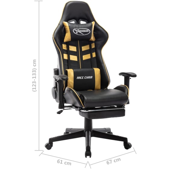 Καρέκλα Gaming VidaXL από Τεχνητό Δέρμα - Μαύρη/Χρυσή image 9