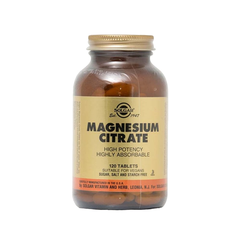 Μέταλλα Solgar Magnesium Citrate 200mg - 120 ταμπλέτες