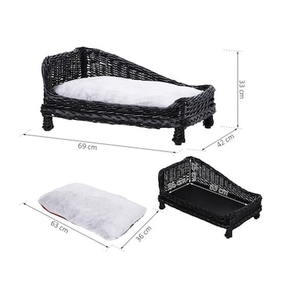 Πλεκτό Κρεβάτι Γάτας 69 X 42 X 33 Cm Χρώματος Μαύρο Pawhut D04-127bk image 1