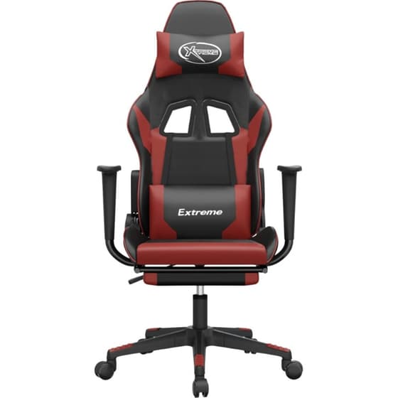 Καρέκλα Gaming VIDAXL 3143706 με Υποπόδιο από Τεχνητό Δέρμα - Μαύρο image 1