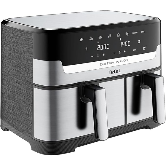TEFAL EY905D Dual Easy Fry & Grill 2700W 8.3L Ασημί με Διπλό Αποσπώμενο Κάδο Φριτέζα Αέρος image 2