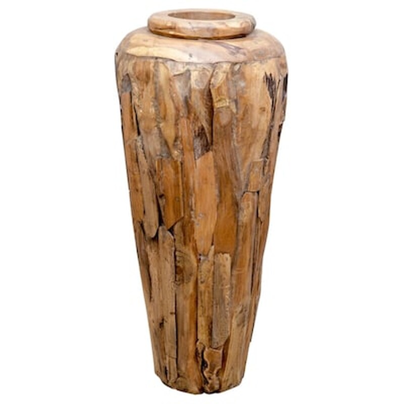 Vidaxl Βάζο Διακοσμητικό 40 X 80 Εκ. Από Μασίφ Ξύλο Teak