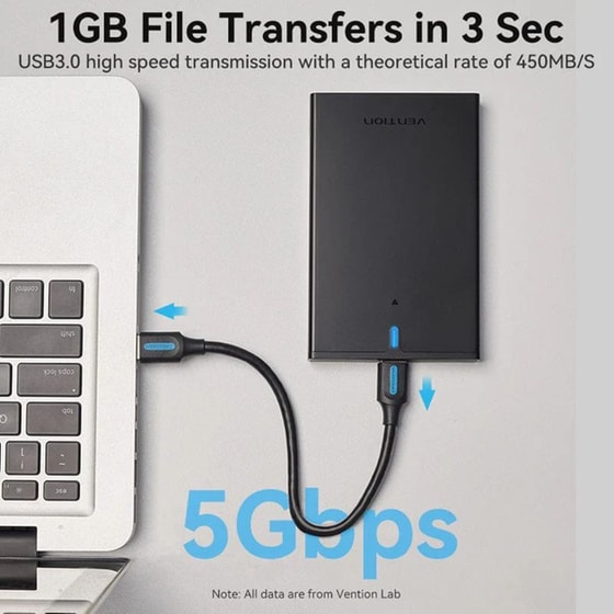 Θήκη Σκληρού Δίσκου Vention 2.5" SATA III USB 3.0 - Μαύρη image 1