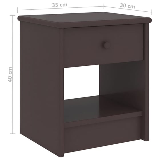 Κομοδίνο Vidaxl Από Μασίφ Ξύλο Πεύκου 35x30x40 cm - Καφέ Σκούρο image 4