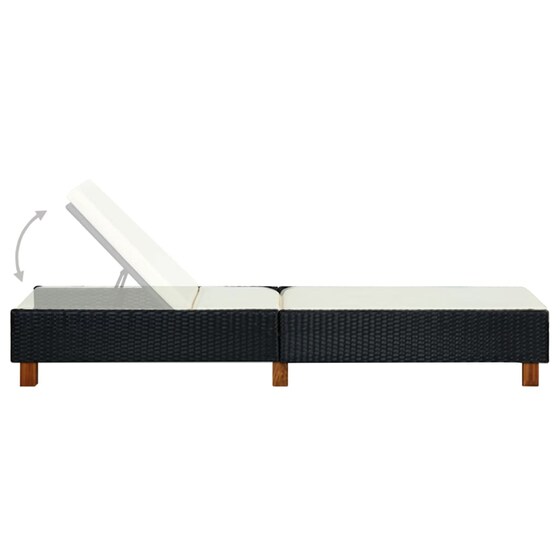 Ξαπλώστρα VidaXL από Συνθετικό Ρατάν 200x55x30-72.5 cm - Μαύρη/Κρεμ image 4