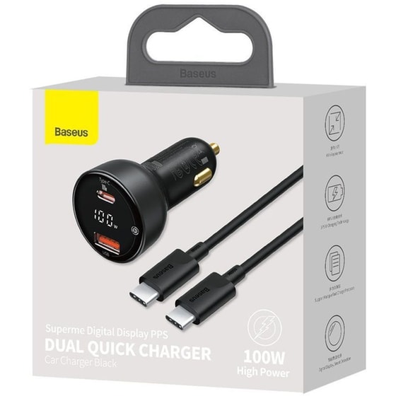 Φορτιστής Αυτοκινήτου Baseus  Superme Με Καλώδιο USB-C 100W - Μαύρο image 3