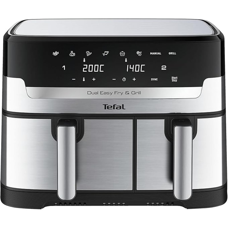TEFAL TEFAL EY905D Dual Easy Fry Grill 2700W 8.3L Ασημί με Διπλό Αποσπώμενο Κάδο Φριτέζα Αέρος