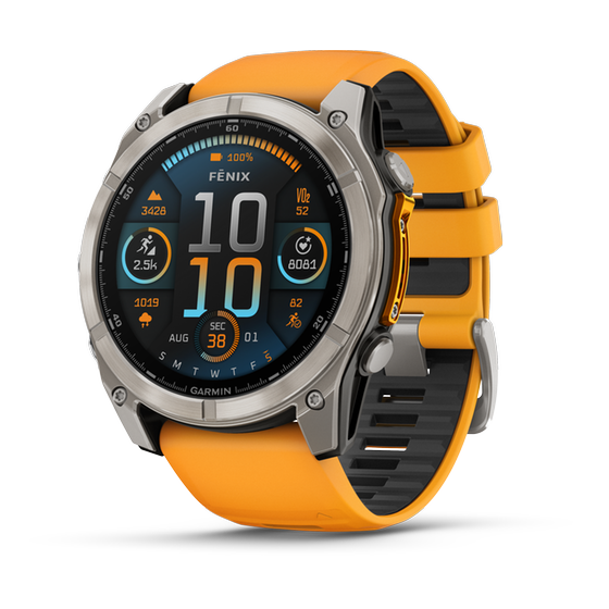 Smartwatch Garmin Fenix 8 51mm - Sapphire, Titanium with Spark Orange/Graphite Silicone Band image 1