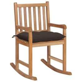 Κουνιστή Πολυθρόνα VidaXL από Μασίφ Ξύλο Teak με Taupe Μαξιλάρι - Καφέ