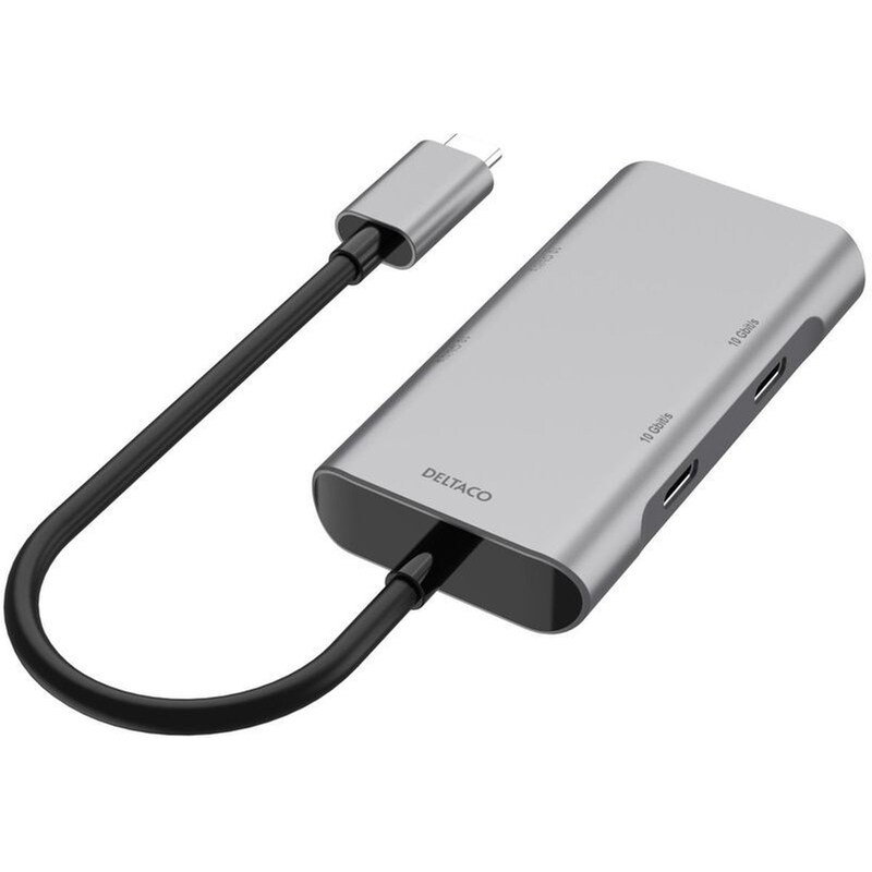 Deltaco USB Hub USBC-HUB201 2x USB-C/2x USB-A σε USB-C - Space Grey
