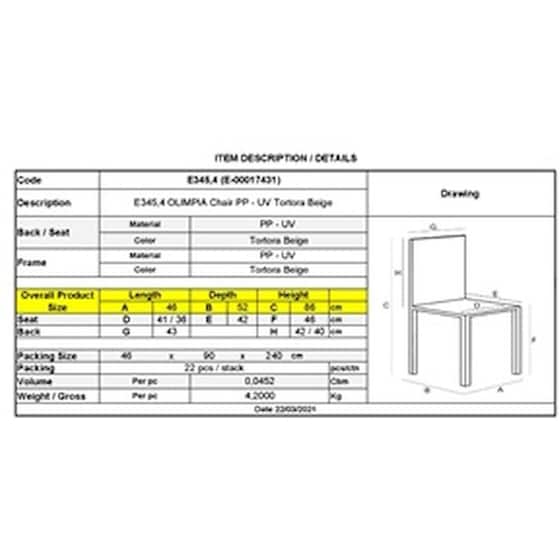 Καρέκλα 24Mall Πλαστική  Tortora C10984 46x52x86cm - Μπεζ image 2