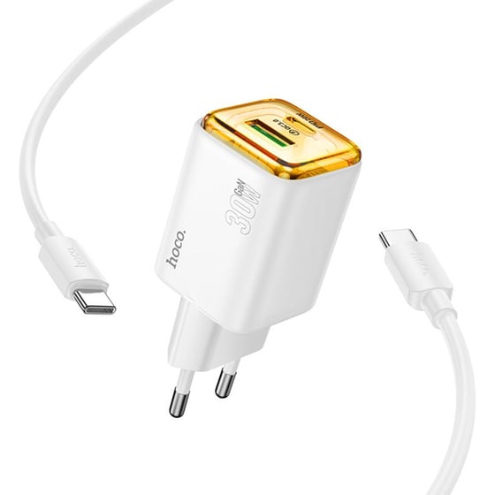 Φορτιστής Πρίζας Hoco N53 Monsoon USB-C/USB-A 30W - White image 0