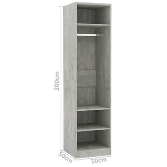 Μονόφυλλη Ντουλάπα Vidaxl από Μοριοσανίδα 50x50x200cm - Γκρι Σκυροδέρματος image 3