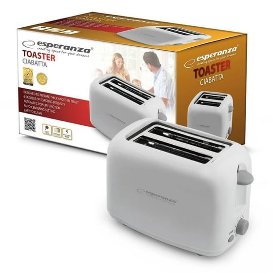 ESPERANZA CIABATTA EKT002 2 Θέσεων 600W Λευκό Φρυγανιέρα image 1
