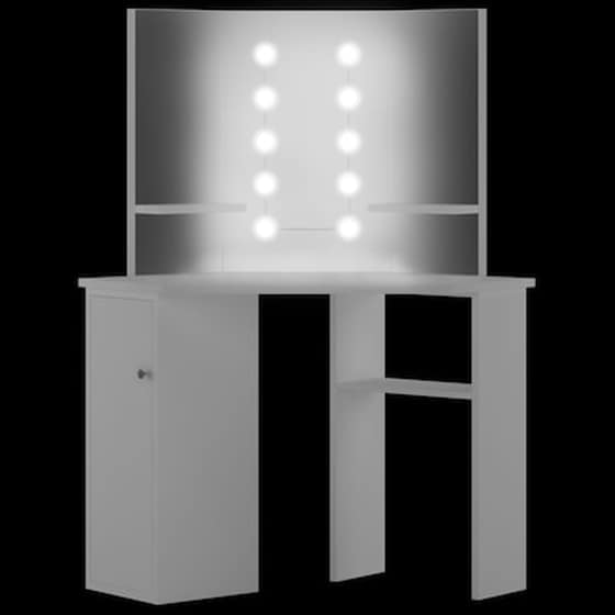 Vidaxl Μπουντουάρ Γωνιακό Λευκό Με Led image 3