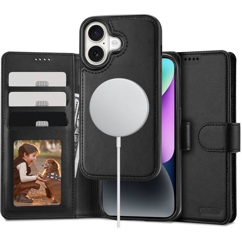 TECH-PROTECT Θήκη Apple iPhone 16 - Tech-Protect Wallet 2 σε 1 Πορτοφόλι με Αποσπώμενη MagSafe Θήκη - Black