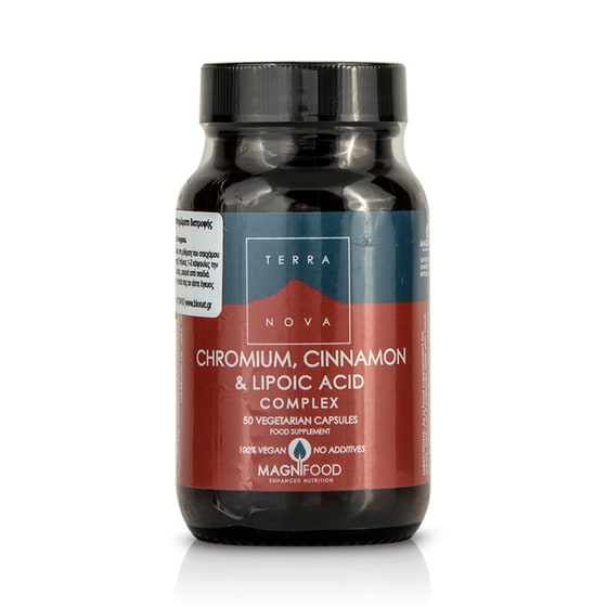 Συμπλήρωμα Διατροφής Terranova Chromium, Cinnamon & Lipoic Acid Complex - 50 Κάψουλες image 0