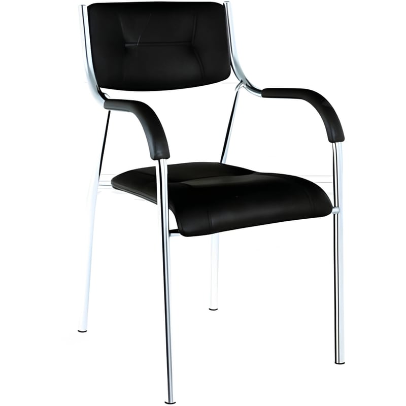 WOODWELL Καρέκλα Επισκέπτη Woodwell C9064 από Τεχνητό Δέρμα - Μαύρη