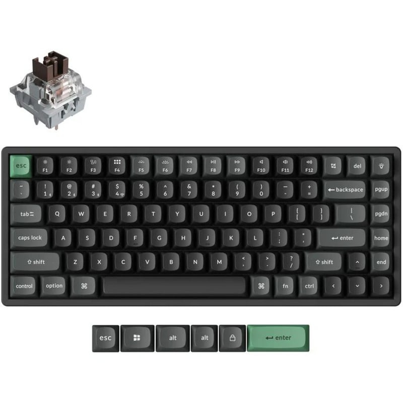 Keychron K2U-J3 Gaming Μηχανικό Ασύρματο Πληκτρολόγιο με καφέ διακόπτες - Black
