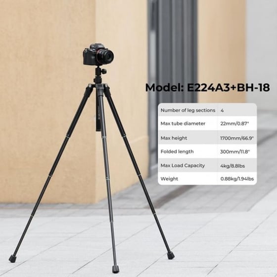 Τρίποδο K&F Concept E224A3+BH-18 Aluminum Portable με Bluetooth και Shutter Remote Control για Mobile Phones image 1