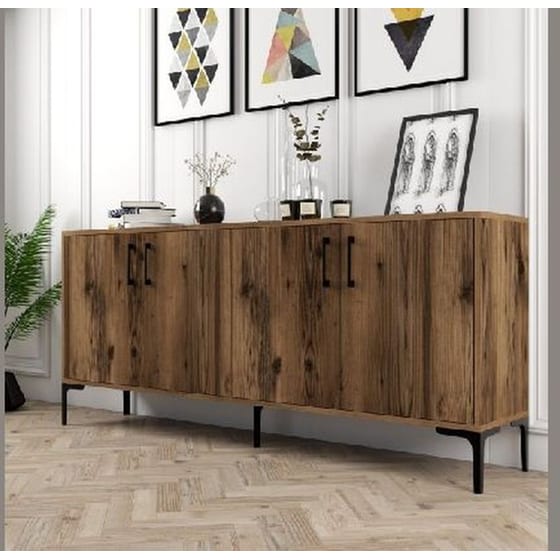 Μπουφές 24Mall Viterbo από Μοριοσανίδα/Μέταλλο 180x35x78 cm - Καρυδί image 2