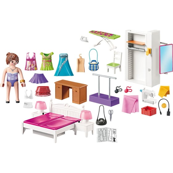 PLAYMOBIL® Dollhouse Υπνοδωμάτιο με Ατελιέ Ραπτικής (70208) image 1