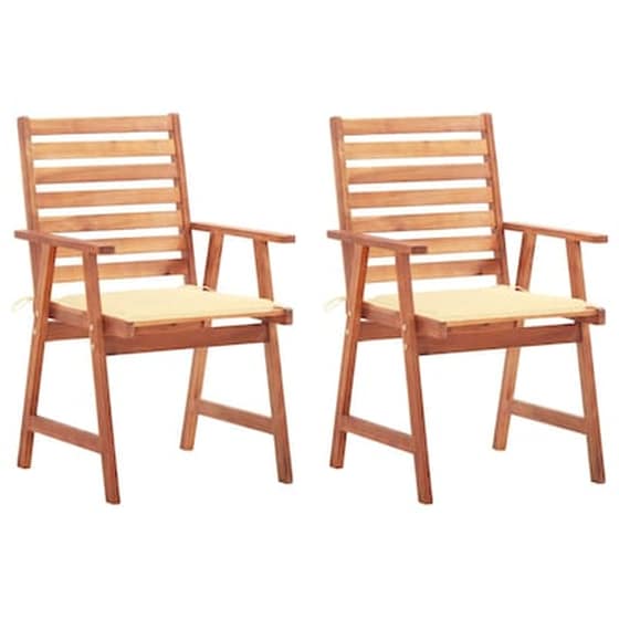 Vidaxl Καρέκλες Τραπεζαρίας Εξ. Χώρου 2 Τεμ. Ξύλο Ακακίας Με Μαξιλάρια image 0