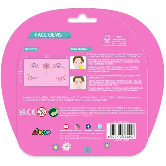 Σετ Παιδικά Αυτοκόλλητα Avenir Face Gems Flowers image 2