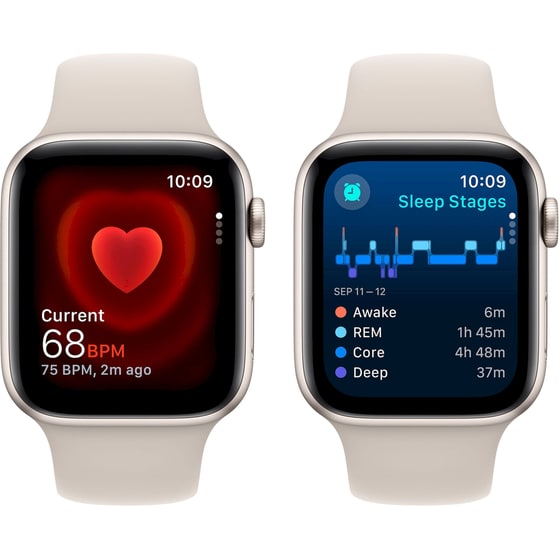 Apple Watch SE Starlight Aluminium GPS 44mm - Starlight Sports Band Medium/Large image 4