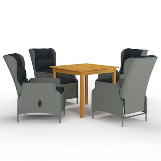 Vidaxl Σετ Τραπεζαρίας Κήπου 5 Τεμαχίων Ανοιχτό Γκρι image 0