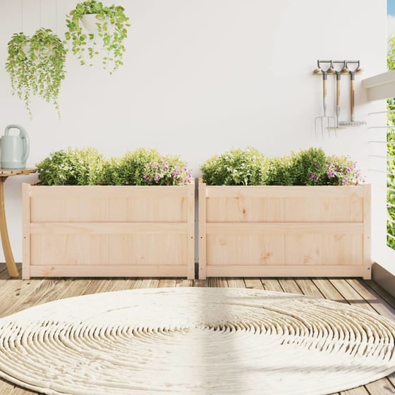 Ζαρντινιέρες VidaXL από Μασίφ Ξύλο Πεύκου 2Τμχ - Μπεζ image 11
