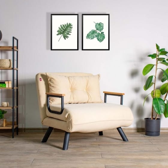 Πολυθρόνα Κρεβάτι 24mall Comfort από Ύφασμα/Μέταλλο 60x78 cm - Κρεμ image 2