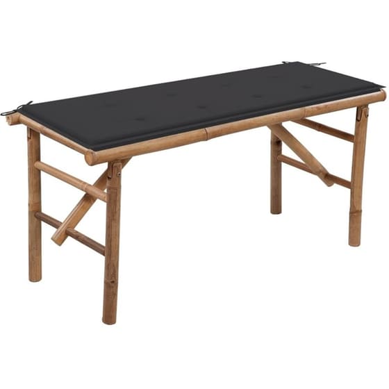 Παγκάκι Κήπου VidaXL με Μαξιλάρι από Μπαμπού 118x38x45 cm - Καφέ/Μαύρο image 0