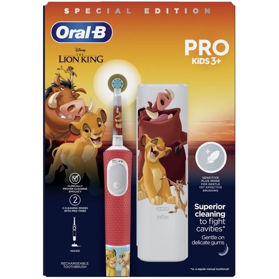 Ηλεκτρική Οδοντόβουρτσα Oral-B Pro Kids Lion King για Παιδιά 3+ Κόκκινη image 2