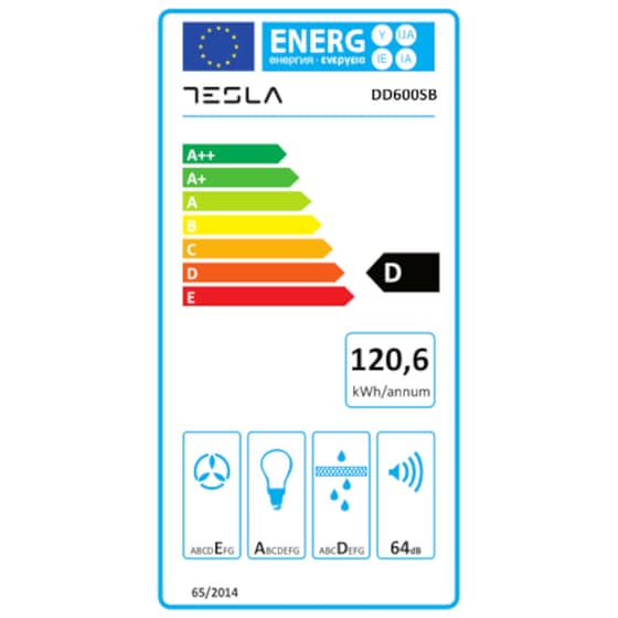 Απορροφητήρας Καμινάδα - Τζάκι TESLA DD600SB 59.5 cm Μαύρο image 5