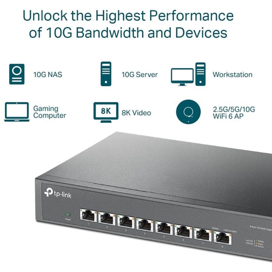 TP-Link TL-SX1008 Network Switch Unmanaged L2 Ten Gigabit (10000 Mbps) 8-Port 1U image 4