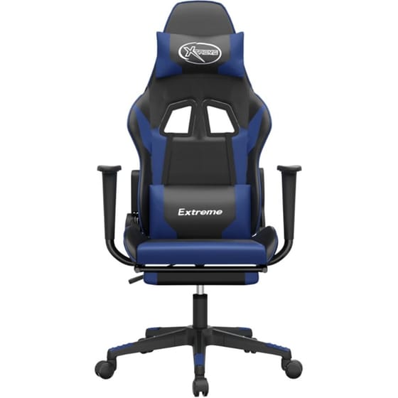 Καρέκλα Gaming VIDAXL 3143699 με Υποπόδιο από Τεχνητό Δέρμα - Μαύρο / Μπλε image 1