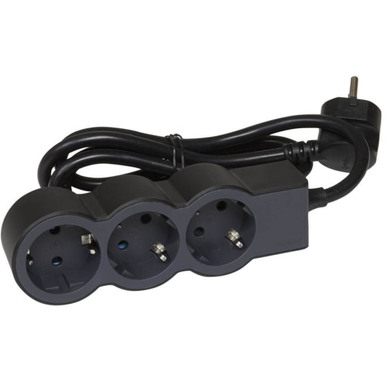 Πολύπριζο Legrand 3 θέσεων 1.5m - Black/Dark Grey image 0
