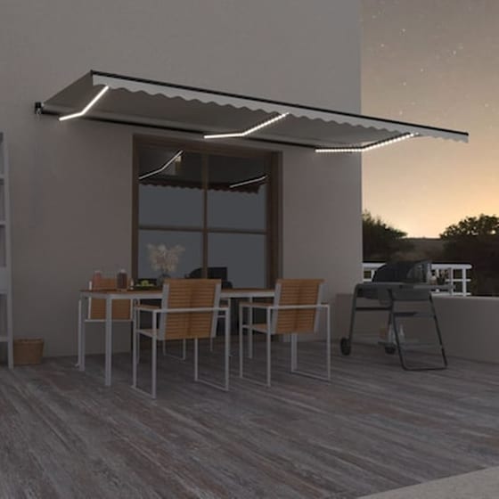 Τέντα Vidaxl Συρόμενη Χειροκίνητη με LED 600x350cm - Κρεμ image 0