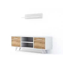 Έπιπλο Τηλεόρασης Catania από Μοριοσανίδα 120x25x41 cm - Καρυδί/Λευκό