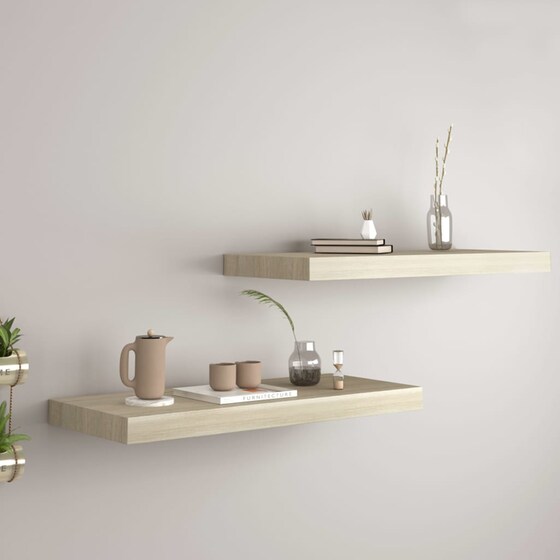 Ράφια Τοίχου VidaXL από MDF 60x23.5x3.8 cm 2 Τμχ - Μπεζ image 1