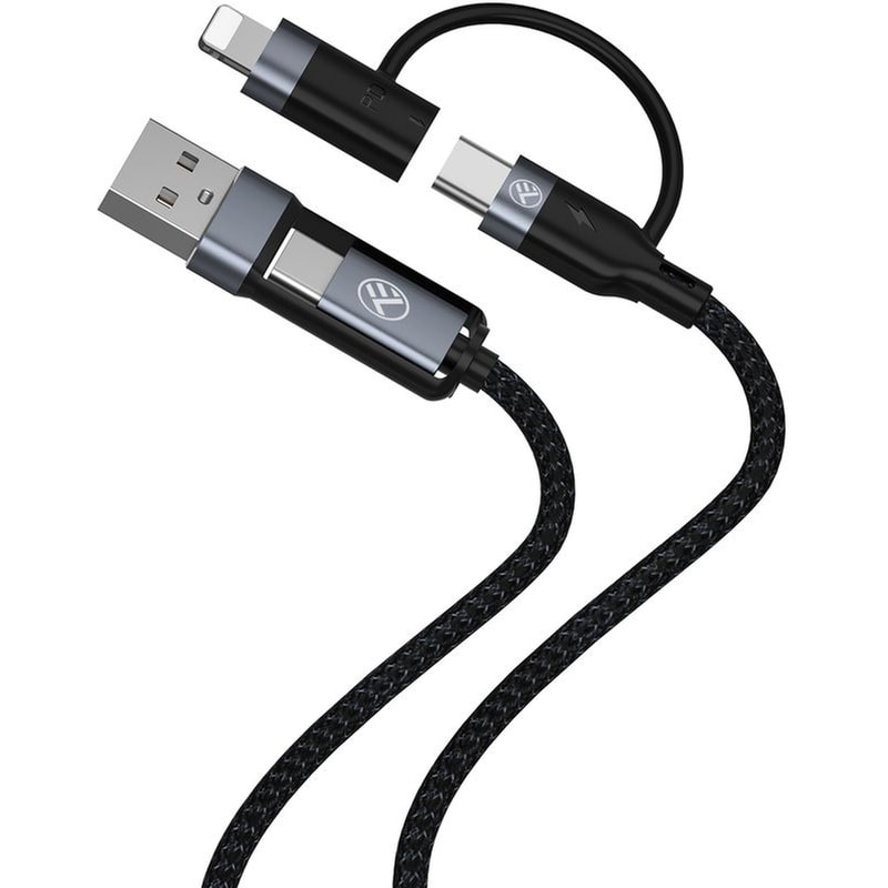 TELLUR Καλώδιο Δεδομένων Tellur 4 σε 1 USB-Α to USB-C/Lightning 1.0m - Black